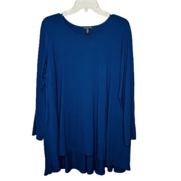 Eileen Fisher Blue Long Sleeve Tshirt Tunic Womens Plus 2X Viscose Spandex R5VFF - Picture 1 of 8